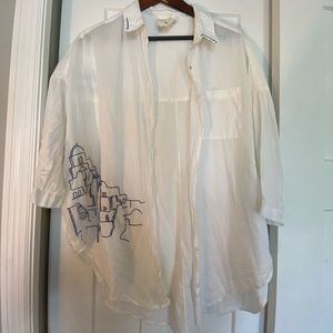 Unique embroidered button up